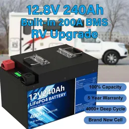 12V 240AH 200AH 360AH LIFEPO4 Batteripaket 100% kapacitet litium 4000+ cykel 3KW 3072WH 200A BMS för RV/CART/SOLAR EU US NO TATH