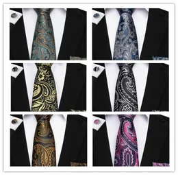 12 Style Hals Krawatte Set Pocket Square Manschettenkn￶pfe Paisley Jacquard gewebt Formale Herren Seidenkrawatte Treffen Leisure8777948
