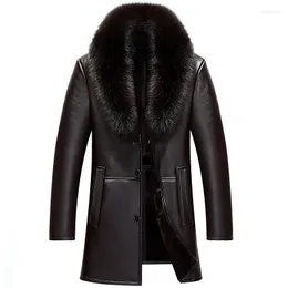 Jackets masculinos 2022 Inverno PU espessado colarinho de pele de pele masculina elegante de luxo de alta qualidade roupas casuais de alta qualidade