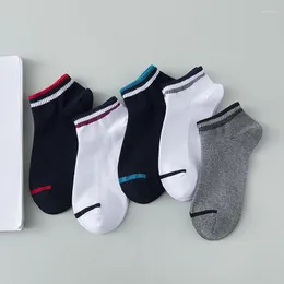 Herrensocken 10 Paare/los Doppelstreifen-Mix-Design unsichtbare Sommer-Business-Casual-Qualität atmungsaktive kühle Baumwolle Meias Socke