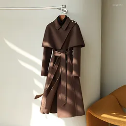 Women's Wool Autumn 2022 High-End French Cloak Double Sided Zero Cashmere Coat for Women Slim Fit Medium Long Long