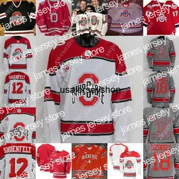 Maglie da hockey Ohio State Buckeyes Jersey Tate Singleton Mason Lohrei Mark Cheremeta Travis Treloar Gustaf Westlund Grant Gabriele Dominic Vidoli