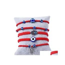 Charm-Armbänder, handgewebtes Armband, Glücksbringer, Kabh, roter Schnurfaden, Hamsa-Armbänder, blauer türkischer Evil-Eye-Charm-Schmuck, Fatima Friendshi Dhgo2