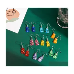 Dangle Chandelier Fashion Simple Cute Colorf Acrylic Animal Bear Dangle Earrings For Girls Women Children Birthday Gift Lovely Jew Dhcsj