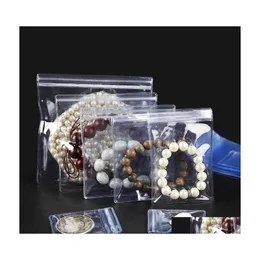 Smyckespåsar Väskor 20st/Lot Transparent PVC Jewelry Pouches Väskor Rensar Antioxidation Zip Lock Earring Pendant Necklace Armband DHLKW