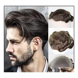 Синтетические парики Синтетические парики Продукты для волос Мужчины Коричневый Смешанный серый Remy Human 610 Highlight Skin Pu Тонкая система замены Шиньоны Otiud
