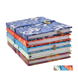 Notepads Large Joyous Coin Chinese Silk Notebook Gift Color Adt Diary Brocade Craft Vintage Business Harder Notepad 1Pcs 106 D3 Drop Dh45C