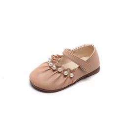 Sneakers Kids Princess Shoes Summer Fashion Soft Sole Peas Korean Style Pearl Single Leather for Girls Sweet 221205