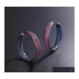 Hoop Huggie Hoop Hie Trendy Circle Shape Cubic Zirconia Big Earrings For Women Charms uttalande Engagemang Afrikanska smycken 155 H1 Dhaur