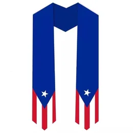 Cachecóis 180x14cm Cachecol Puerto Rico FLAG Estola Formatura Estola Azul Safira com Listras Estrelas Vestido de Bacharel Acessório Fita 221205