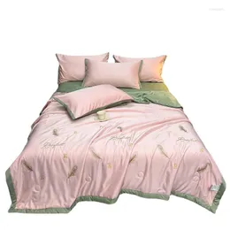 寝具セットベスコボベッド掛け布団セットサマーキルトシルクのような枕カバーベッドシートクイーンサイズ200 230