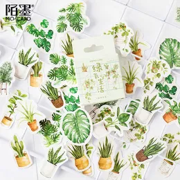 45 PCS/Pack Green Potted Plant Decorative Washi Stickers Scrapbooking Stick Label Diary Stationery Abrum