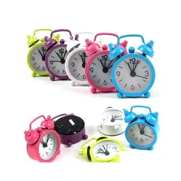 Desk Table Clocks Mini Solid Color Alarm Clock Metal Students Small Portable Pocket Clocks Household Decoration Adjustable Electro Dh9Wf