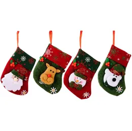 Mini medias navideñas adornos de ornamentos de árboles de Navidad Santa Claus Snowman Tarjeta de regalo de regalos Sn4758