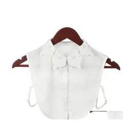 Collana con colletto 1Pc Risvolto staccabile Colletto finto Ruffles Pizzo Camicia di cotone Camicetta falsa Rimovibile Mezza Ac Jllpat Consegna a goccia Gioiello Otk3I