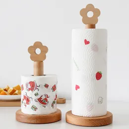 Other Kitchen Storage Organization Japanese-Style Solid Wood Paper Roll Holder Creative Vertical Beech Towel Rack Small Flower Lazy Rag 221205