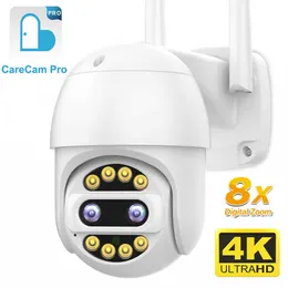 Câmeras IP Carecam 4K 8MP Lente dupla PTZ Câmera Wi -Fi Outdoor 8x Zoom CCTV Segurança 2K 4MP Detecção humana Vigilância sem fio IP Cam H.265 T221205