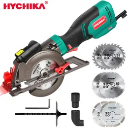 Hychika Mini Circular Saw 750W Laser Guide Electric Circular Saw 3500 rpm Saw Power Tool med 6 blad