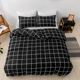 Sängkläder set Black Plaid Home Sets Twin Queen Size Däcke Cover and Pillow Cases Nordic Style quilt för sovrum dubbelsäng 221205