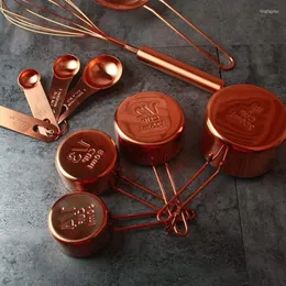أدوات Bakearware Juego de utensilios dorados para hornear acero inoxidable tazas medidoras oro rosa 10 piezas
