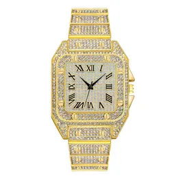 Orologio ghiacciato per donna, uomo, braccialetto bling, orologi al quarzo con diamanti, impermeabile, unisex, elegante, coppia di lusso, regalo per l'amante