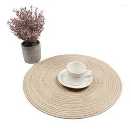 Table Mats 4Pcs Wind Cotton Yarn Round Dining Mat Woven Household Food El Western Tableware Pad Bowl Plate Thread Insulation