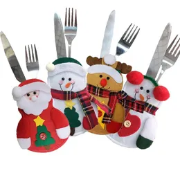 Christmas Santa Claus Knifes Forks Bag Silverware Holders Pockets Pouch Snowman Elk Xmas Party Decoration SN463