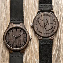 Wristwatches BOBOBIRD Custom Ebony Watch To Husband Personal Engrave Wood Wristwatch Gifts For Your Lover