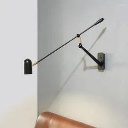 Vägglampa inomhus vardagsrum soffa lång pol led science med på off -swing svängarm modern minimalistisk sovrumsbelysning