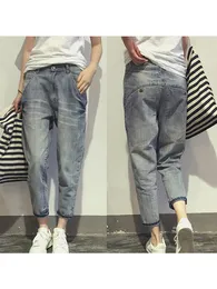 Jeans Sul 16023 Primavera Estilo Coreano Loose Escritório Ladies Streetwear Solid Color Blue Blueve Bleach Scratch calça 221206