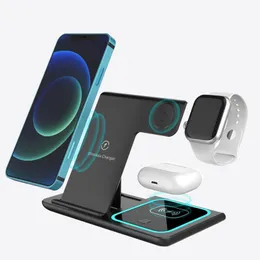 15W Wireless Charger Stand 3 I 1 Snabbladdningsdockstation Kompatibel för iPhone Apple Watch AirPods Pro Qi Fast Chargers Cell Smart Mobile Telefon