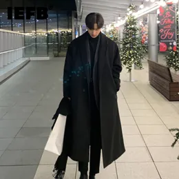 Erkek Yün Karışımları Kore trend gevşek gündelik tek göğüslü palto sonbahar kış moda uzun kollu yün ceket 221206