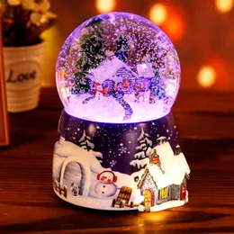 Dekorativa objekt Figurer Christmas Crystal Ball Music Box USB Laddning med lätt rotera födelsedagspresent himmel citat bort minne möter etc 221206