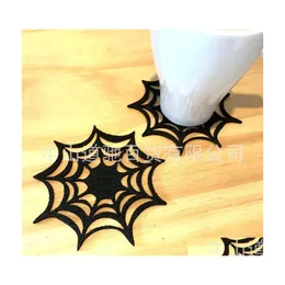 Inne świąteczne zapasy imprezowe Halloween Decor Party Materpies Non Woven Cup Coaster Spider Web insation Pad House Decorations Festiv Dhcxp