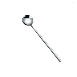 Set di posate Cucchiaio per mescolare Agitatore per tè e caffè in acciaio inossidabile Stoviglie rotonde con manico lungo Riutilizzabili Cucina Cafe Mangiare