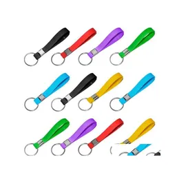 Keychains Lanyards 200 Colors Sile Bracelet Keychain Customized Logo And Color Siles Car Key Chain Pendant Jewelry Bracelets Drop Dhkit