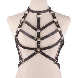 Kostymtillbehör midjeband Rock Punk Stylish Accessories Bröst Harness Kvinnor Män gotiska handgjorda PU -läderbälten Body Bondage