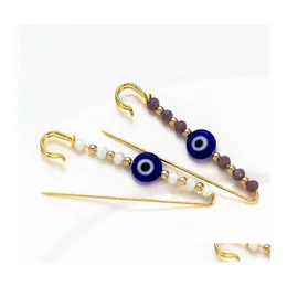 Pins Brooches Evil Eye Bead Brooch Purple White Crystal Pin Jewelry Gold For Women Men Kids Diy Gifts Ey53551 1129 T2 Drop Delivery Dhpyc