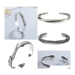 سوار الكفة الملتوية البسيطة للرجال الموضة الرجعية الحفلات الحفلات الهدية Sier مطلي الاتجاه رجالي bangle 451 D3 إسقاط التسليم DHP5X