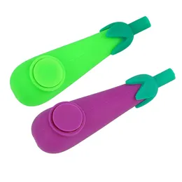 Fumando tubos de berinjela tubo de água de silicone com touch de mão com tigela de vidro Bubbler Dab Rig