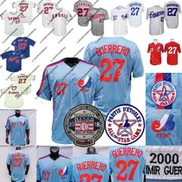 Baseballtröjor Montreal Expos tröja Vladimir Guerrero 2018 Hall Of Fame Patch 2000 Blå Röd Mesh Grå Vit Knapp Fläktar Pinstripe Pullover