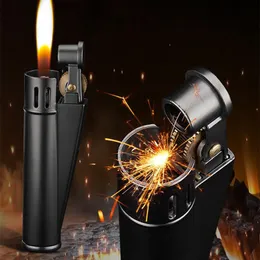 Retro Kerosene Oil Lighter Refill Mechanically Trench Windproof Metal Flint Grinding Wheel Cigarette Lighter Free Fire Men Smoking Gadgets