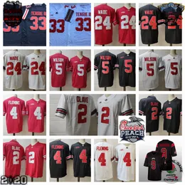 Master Teague III Chris Olave Ohio State Buckeyes Football Jerseys 24 Shaun Wade 9 Zach Harrison 5 Garrett Wilson Mensed Jersey