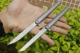 Два стиля Damascus Blade Blade складной нож TC4 Титановый сплав ручка кармана Tactical 3300 3310 UT85 UT88 Knives