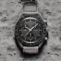 Bioceramiczna planeta księżyca męskie zegarki Pełna funkcja Chronograph Quarz Watch 42 mm nylon luksusowy projektant Watches Wysokiej jakości limitowana edycja Master WristWatches