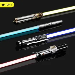 LED Light Sticks RGB Metal Laser saber Cosplay Saber Sword Saber De Luz Kpop stick Espada Rave Weapon Toys 5 Set Sound 12 Color 221207