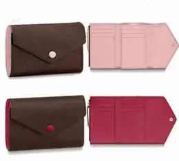 Kadın tasarımcı victorine cüzdan kahverengi çiçek deri kat cüzdanlar erkekler kısa uzun kart tutucu pasaport bayan katlanmış çanta bayanlar madeni para poşeti m41938