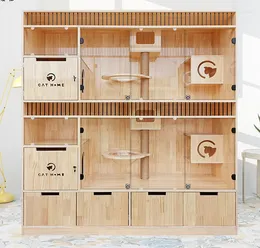 Cat Carriers High-end Solid Wood Villa & Cage Cabinet House Boarding Breeding Delivery Room