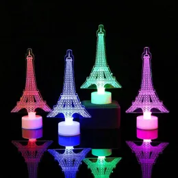 SXI Eiffel Tower Decor Light Colorful LED Nightlight Paris Style Desk Lamp för sovrum Romantisk födelsedagspresent för barnfestkaka topper