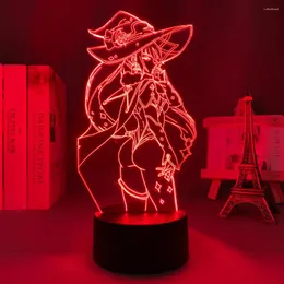 Nocne światła akrylowe LED Light Genshin Impact Mona Megistus 3D Lamp Game